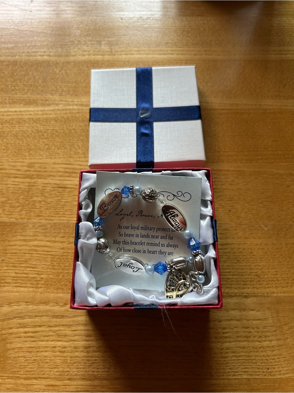 Military Tribute Blue and Silver Charm Bracelet